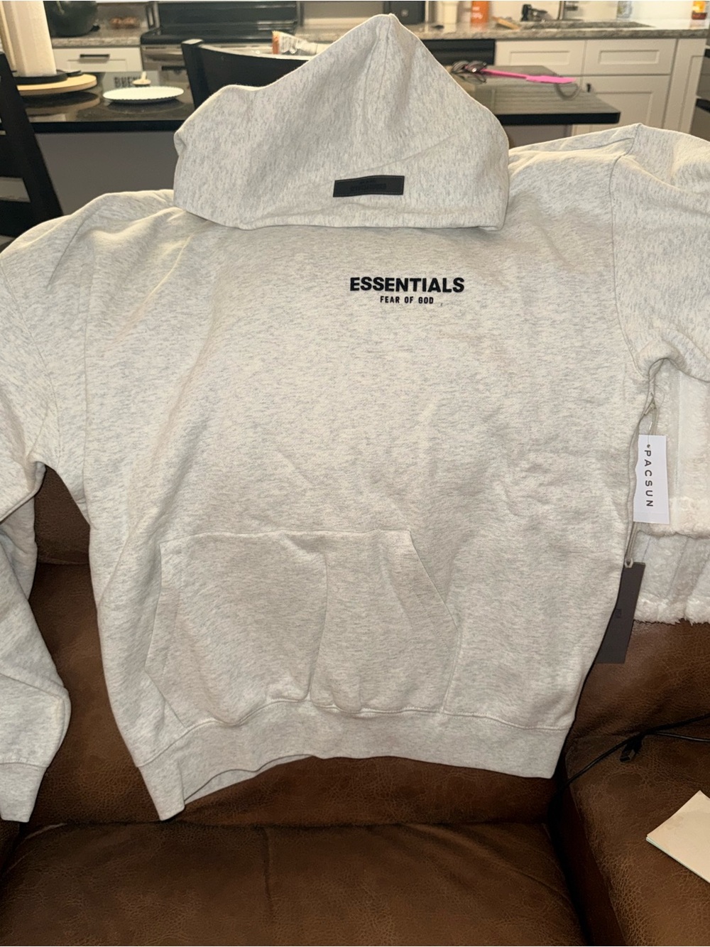 Essentials Men’s Light Heather Gray Zip-Up Hoodie